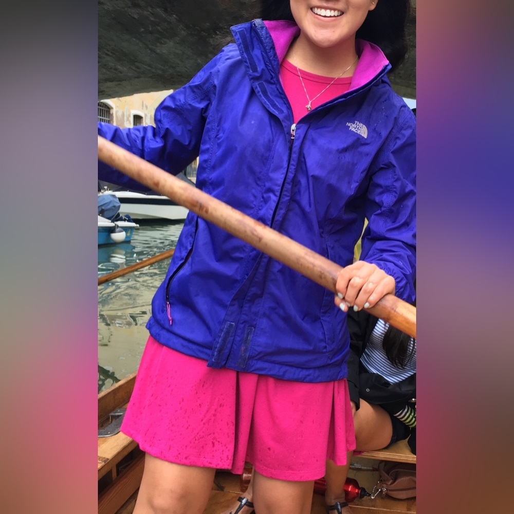 North Face rain jacket in cobalt blue